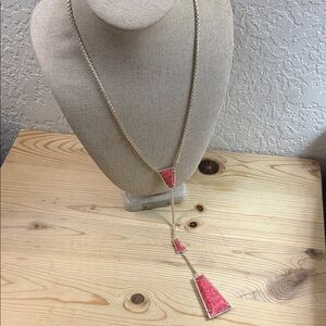 Kendra Scott Pink and Silver Geometric Necklace